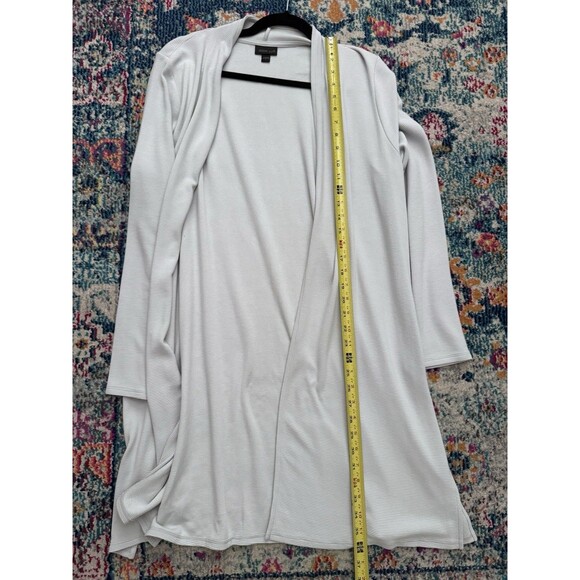 J.Jill Wearever Collection Long Line Cardigan Dove Gray Stretch Classic Size L - Picture 7 of 8